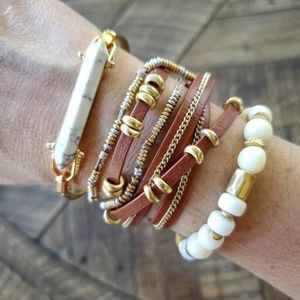 Stella & Dot Maize Wrap Bracelet (Brown and Gold)